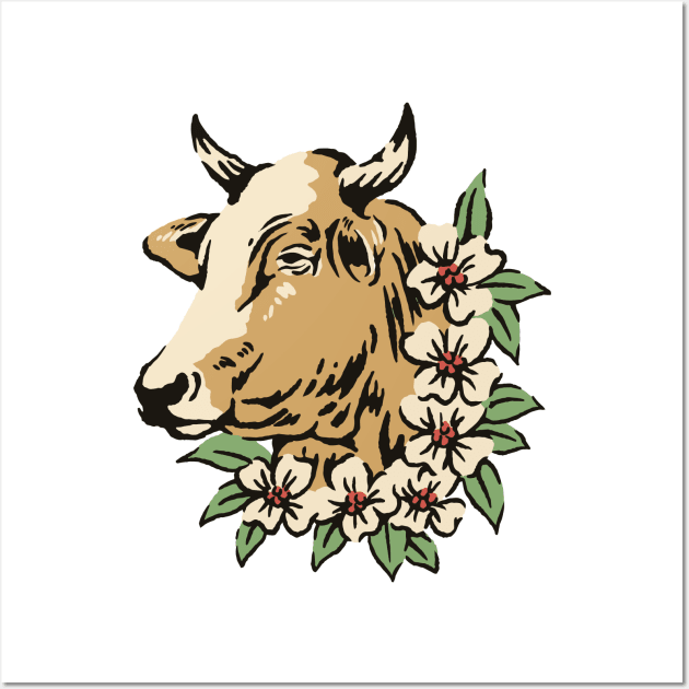 Cow head illustration Wall Art by AlexStudio